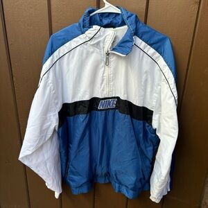 VINTAGE Nike Jacket Adult Medium Blue Windbreaker 1/4 Zip Pullover Lined Men 90s